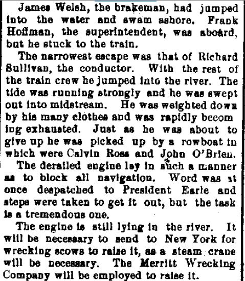 1107c The Daily Times (New Brunswick, NJ)  Thursday, November 7, 1895 Wreck - Engine goes into the South River p3