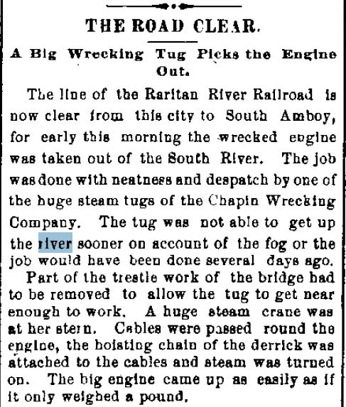 1109 The Daily Times (New Brunswick, NJ)  Saturday, November 9, 1895 Engine fished out of South River